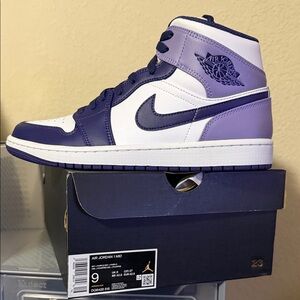 Nike Air Jordan 1 Mid White & Purple (Reasonable Offers Accepted)